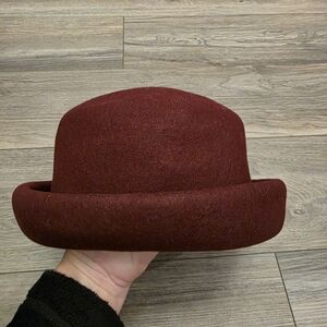 Alta Classe Vtg Made in Italy Burgundy 100% Wool Bowler Hat